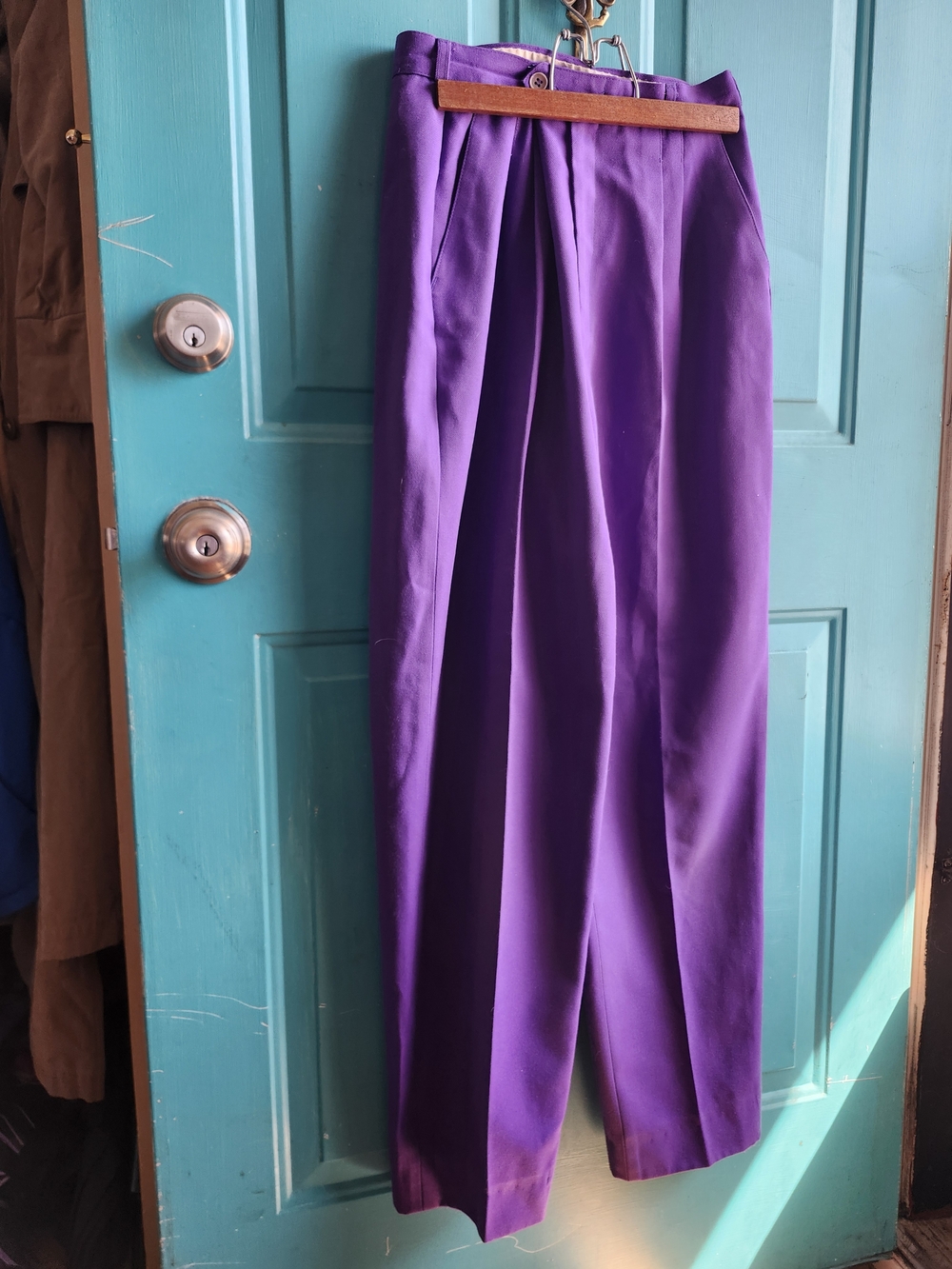 Vintage Purple High-Waist Pleated Trousers